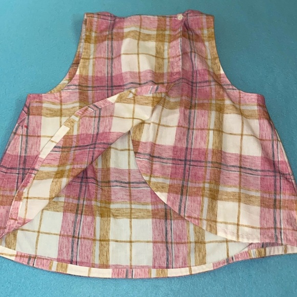 LOFT BEACH tulip style back button snap closure tank plaid soft NEW size S - Picture 6 of 11